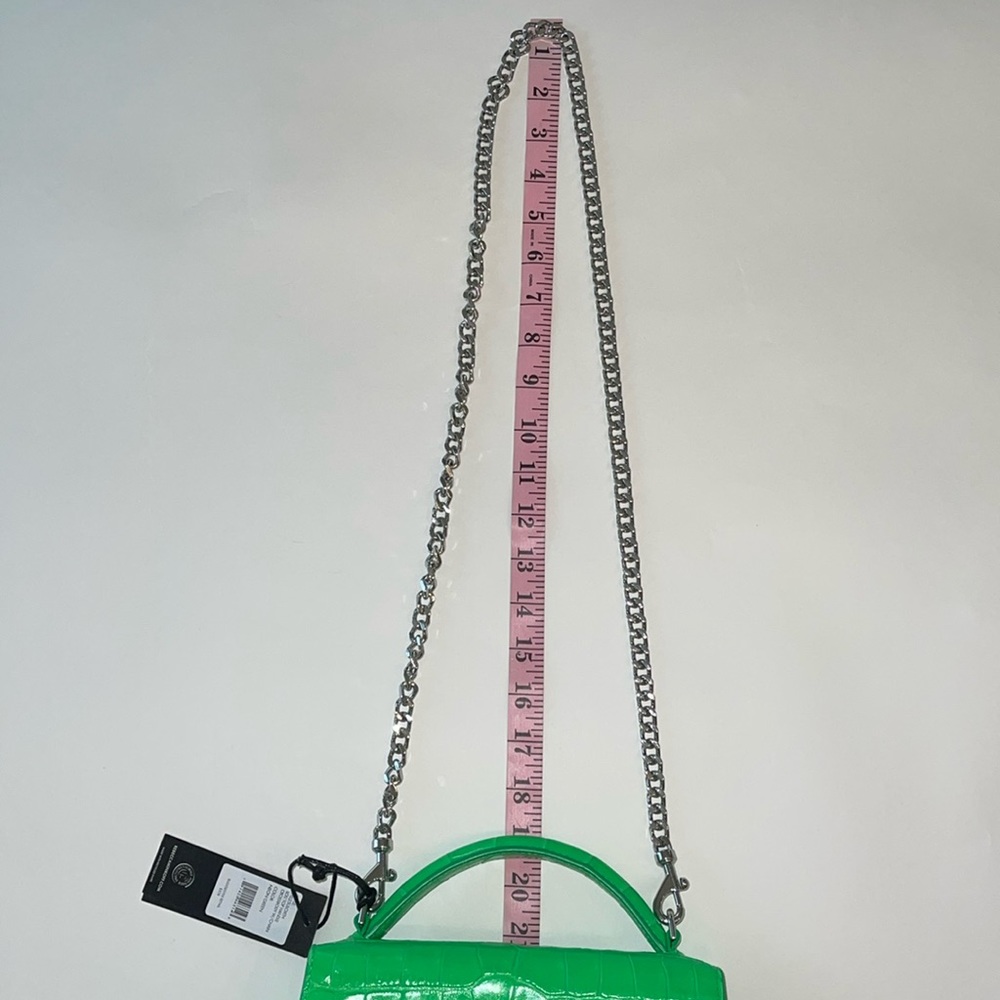 Rebecca Minkoff Croc Embossed Leather Crossbody Bag Neon Green NWT - Picture 14 of 17